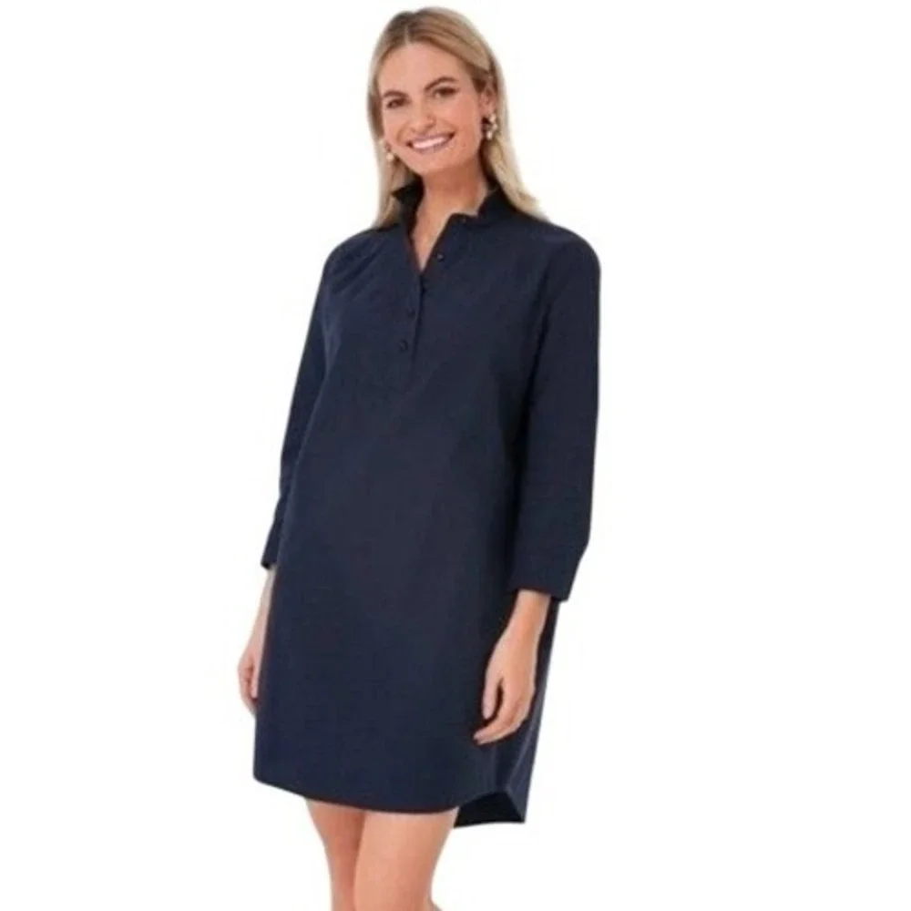 Pomander Place Tuckernuck Navy Shift Dress Medium Coastal Grandmother Preppy Lux - Picture 1 of 11